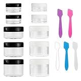 Accmor 10 Pieces Makeup Travel Containers with Lids 3/5/ 10/15/ 20 Gram Size Cosmetic Jars with 5 Pieces Mini Spatulas for Gift(random color)