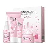 Skin Daily Skincare Set Gentle Skin Cleaning & Care Teenage Girls and Women Gift Set Includes Cleanser Serum Essence Eye Cream (4PCS)