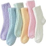 Tofox 6 Pairs Fuzzy Socks For Women Soft Home Slipper Socks Fluffy Sleeping Socks don't Shed Lint