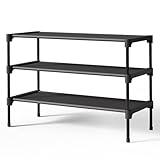 Kitsure Shoe Rack - Premium Non-Woven Shoe Rack Shelf, Shoe Organizer for Closet, Entryway, Garage & Corridor, Sturdy & Durable Long Stackable Shoe Shelves, X-Large, Black