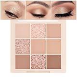 9Colors Pink Beige Eyeshadow Palette,Nude Soft Small Eyeshadow Matte Shimmer Natural Neutral Creamy Eye Shadow Light Colors Long Lasting Naturing-Looking Cream Eye Shadow for Older Women Matte