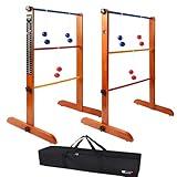 GSE Games & Sports Expert Premium Solid Wood Ladder Ball Toss Game Set with Ladder Ball Bolas & Carrying Case for Outdoor Backyard Lawn