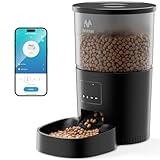 IMIPAW Automatic Cat Food Dispenser, WiFi Cat Feeder with APP Remote Control for Dry Pet Food, Programmable Timer, Dual Power Supply, Slow Feeder for Cats & Small Dogs, Black