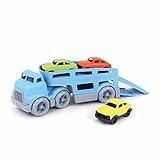 Green Toys Car Carrier, Blue - Pretend Play, Motor Skills, Kids Toy Vehicle. No BPA, phthalates, PVC. Dishwasher Safe, Recycled Plastic, Made in USA (4 Piece Set)