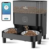 iPettie Automatic WiFi Pet Feeder for 2 Pets, 5L/21 Cup Capacity, 1-10 Meals Per Day, Adjustable Bowl Height, Smart Dog Cat Feeder with 2 Stainless Steel Bowls, Voice Recording, 2.4G WiFi App Control