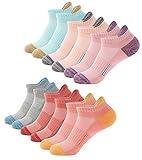 BUDERMMY Running Ankle Socks for Women Athletic Cotton Cushioned 6 Pairs Workout No Show Socks Women (8-10, Mixed Color)