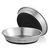 Wellbro Cat Bowls, 2 Pcs Stainless Steel Cat Bowls for Food and Water, Whisker Fatigue Shallow Non-Slip Cat Dishes Plates for Small Dog Puppies Cats