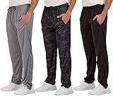 Real Essentials Men's Mesh Athletic Active Gym Workout Open Bottom Sweatpants Pockets Sports Training Soccer Track Running Casual Lounge Comfy Jogging Quick Dry Drawstring Pants- Set 2, L,Pack of 3