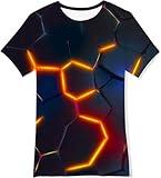 RAISEVERN Boys Shirts Size 10-12 Kids T-Shirt Novelty Graphic-Print 3D Tees Funny Tops Summer Short Sleeve Shirt Lava Geometry Outfits Size 12-14 Years Old