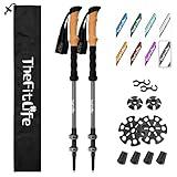 TheFitLife Trekking Poles for Hiking and Walking - Lightweight 7075 Aluminum with Metal Flip Lock and Natural Cork Grip, Walking Sticks for Men, Women, Collapsible, Telescopic, Camping Gear