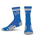 FBF - Official NFL 2 Stripe Adult Team Logo & Colors Crew Dress Socks Footwear for Men and Women Game Day Apparel (US, Alpha, Medium, Regular, Regular, Detroit Lions)