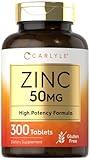 Carlyle Zinc 50mg | 300 Tablets | Vegetarian, Non-GMO, and Gluten Free Supplement | Zinc Gluconate | High Potency Formula