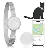 ZFSJ Cat Tracker,GPS Pet Tracker for Cats (Only iOS),Waterproof Tracker Cat Collars with Safety Elastic Buckle,Works with Any Collar,No Monthly Fee,Compatible with Apple Find My App