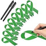 Qilery 100 Pcs Green Ribbon Large Breast Cancer Mental Health Heart Disease Abuse Epilepsy Childhood Cancer Ribbon Cutouts Paper Ribbons Paper Accent Cutouts Accessories for Women Men