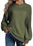 Dokotoo Fall Sweaters for Women 2024 Fashion Long Sleeve Round Neck Knit Pullover Tops Casual Loose Oversized Solid Color Sweater Green X-Large