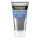 Neutrogena Sport Face Sunscreen, Broad Spectrum Sunblock SPF 70+, Water Resistant Sunscreen For Face, Sweat Resistant Oil Free Sunscreen Lotion, 2.5 FL OZ