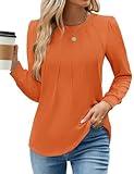 WEACZZY Long Sleeve Shirts for Women Ladies Tops and Blouses Dressy Casual Orange Halloween Shirts Loose Tunic Fall Outfits 2024 XL