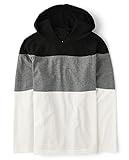 The Children's Place Boys' Hoodie Sweatshirt, Color Block White, Large