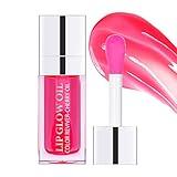 Eliversion Hydrating Lip Glow Oil, Moisturizing Lip Oil Gloss, Transparent Tinted Lip Balm, Transparent Toot Lip Oil, Plumping Lip Gloss, Long Lasting Nourishing Non-sticky (Cherry)