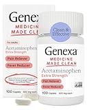 Genexa Acetaminophen 500mg Extra Strength Pain Reliever & Fever Reducer | Pain Relief Medications & Treatments of Headache, Backache, Toothache, & Minor Arthritis | 100 Caplets