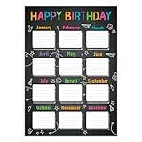 JUESMOS Chalkboard Happy Birthday Chart Poster for Classroom Decorations - Birthday Calendar Class Birthday Chart Posters for Bulletin Board decorations Back To School Teacher Supplies