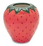 ban.do Vintage Inspired Strawberry Vase, Decorative Ceramic Vase, Large Flower Vase, Unique Strawberry Decor for Home/Kitchen/Office