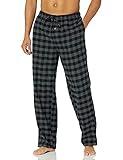 Amazon Essentials Men's Flannel Pajama Pant (Available in Big & Tall), Black Grey Buffalo Plaid, Large