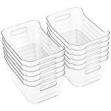 Tiawudi 12 Pack Plastic Storage Bins, Multi-Use Organizer Bins, Pantry Organizer, Clear Storage Containers, Bins for Home & Kitchen