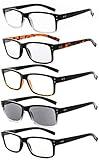 Eyekepper 5 Pack Reading Glasses for Men Includes Reader Sunglasses Spring Hinges Classic Cheater Glasses +2.25