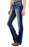 WallFlower Women's Luscious Curvy Bootcut Mid-Rise Insta Stretch Juniors Jeans (Standard and Plus), Jenna, 17