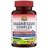 Vitalitown Magnesium Complex Supplement 500mg - Maximized Absorption Chelated Magnesium Glycinate, Malate, Taurate & Citrate - Vegan Non-GMO Magnesium 120 Capsules for Sleep, Muscle, Energy & Heart