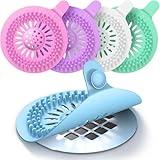 TOLKIUM Vibrant Drain Hair Catcher 5-Pack - Durable Silicone Like Shower Drain Cover Hair Catcher for Bath, Sink, Shower, and Bathtub - Home Essentials Drain Cover to Help Prevent Clogging