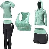 Workout Outfit Set for Women Yoga Exercise Clothes with Sport Bra Shorts Leggings Activewear Tracksuit Set(Green, S)