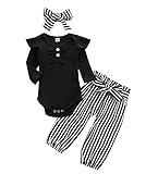 ADXSUN Newborn Baby Girls Outfits Flying Sleeve Romper+Cute Pants+Headband 3PC Infant Girl Clothes Set