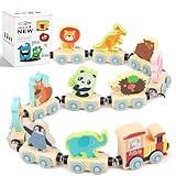 LovesTown 11PCS Magnetic Wooden Animals Train Set, Montessori Toys for Toddlers Toys for Preschool Learning Activities Birthday Kids Boys Girls