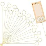 ZEYIYER 20Pcs Gold Floral Picks, 11.8 Inch Metal Card Holder for Flower Arrangement, Wire Floral Picks Place Card Holder Stand, Round Flower Favor Picture Holder Clips