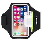 Running Armband with Earphone Bag Cell Phone Armband for iPhone 14 13 Pro 14 Plus 12 11 XR XS, Galaxy S20/S10 Water Resistant Sports Phone Holder Case & Zipper Slot Car Key Holder for 6.5 inch Phone