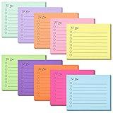 EOOUT 10 Pack Lined Sticky Notes, 3"x4", 500 Sheets, to Do List Notepad, Sticky Notes with Lines, to Do List Planner，Square Sticky Notes for Office, Meeting, School, Home