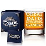 TOUNER Great Dads Get Promoted To Grandpas Old Fashioned Whiskey Glasses, Funny Birthday Gift for Dad Father Husband, Father's Day Gifts For Papa, Retirement Thanksgiving Christmas Gifts