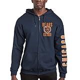 Junk Food Standard Soft Full Zip Hooded Fleece, Unisex Fit, Chicago Bears-Navy Medium, Blue