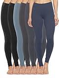 Felina | Velvety Soft Lightweight Style 2801 Leggings | Moisture Wicking | Yoga | 6 Pack (Gray Days, Large)