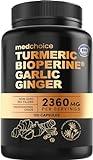 4-in-1 Turmeric and Garlic Supplements with Bioperine 2360 mg (120 ct) Turmeric Ginger Root Capsules with Garlic - Turmeric Curcumin with Black Pepper for Joint, Digestion & Immune Support (Pack of 1)