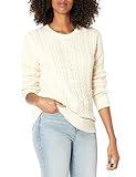 Amazon Essentials Women's Fisherman Cable Long-Sleeve Crewneck Sweater (Available in Plus Size), Cream, Medium