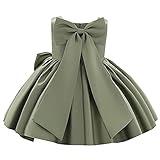 Flower Girls Bowknot Tutu Dress for Kids Baby Wedding Bridesmaid Birthday Party Pageant Formal Dresses Toddler Little Princess First Communion Baptism Christening Dance Prom Gown Green 12-18 Months