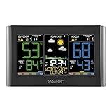 La Crosse Technology Weather Station with Customizable Alerts, Weather Forecast, Temperature, Dew Point, Humidity, Time, Heat Index, Large Display, Adjustable Brightness, Wireless, Black, C85845-INT