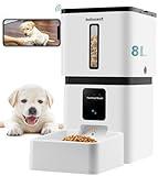 DoHonest Automatic Dog Feeder with Camera - 5G WiFi Easy Setup 8L Motion Detection Smart Cat Food Dispenser 1080P HD Video Recording 2-Way Audio Timed Pet Feeder App Control Night Vision