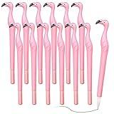 Sabary 12 Pieces Cute Flamingo Pens Gift Creative Flamingo Pen Novelty Plastic Pink Rubber Ballpoint Pens Black Ink 0.5 mm for Women Teacher Student Girlfriend Flamingo Party Favors Supplies