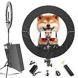 JJ JIANJIN Ring Light Kit:18"/45cm Outer 55W6700k Dimmable LED Light, Tripod Stand, Remote Controller,Box for Camera,Smartphone,YouTube,TikTok,Self-Portrait Shooting,CRI90,Black