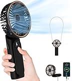 TUNISE Portable Handheld Fan, Portable Fan Rechargeable, 4000mAh, 180° Adjustable, 6 Speed Wind, Display Electricity in Real Time, USB Rechargeable Foldable Fan, Quiet Personal Fan with Power Bank