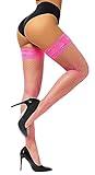 JarseHera Fishnets Thigh High stockings Silicone Lace Top Stay Up Sheer Nylon Hosiery (1 Pair Hot Pink, XS)